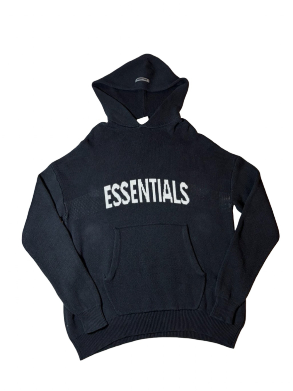 Fear of God Essentials Knit Hoodie XL Black Logo Oversized Streetwear Sweater